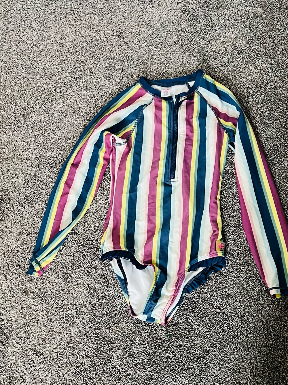 Long Sleeve One-Piece Swimsuit - Multi-Stripe